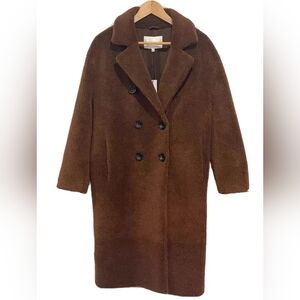 REBECCA MINKOFF Lou Wool Plush Pile Jacket Long Brown Size L - NEW